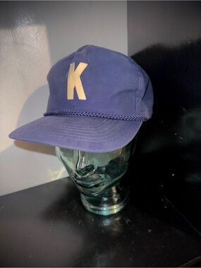 Vintage 90s Navy Blue Rope Hat Youngan Snapback Cap-Made in Korea Letter K